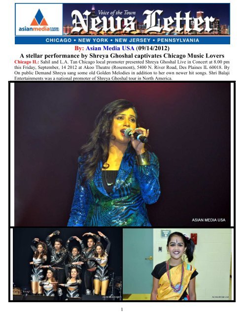 A stellar performance by Shreya Ghoshal ... - Asian Media USA