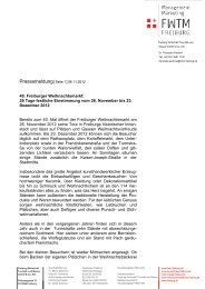 Pressemitteilung zum Freiburger Weihnachtsmarkt 2012 - FWTM