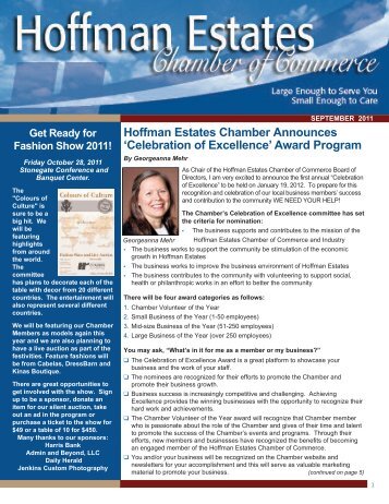 Hoffman Estates Chamber Announces ‘Celebration of Excellence’ Award Program