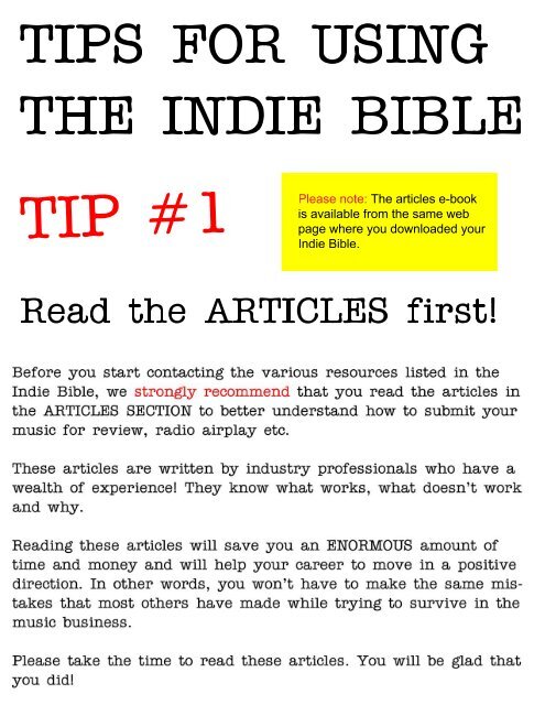 WHAT IS THE INDIE BIBLE?