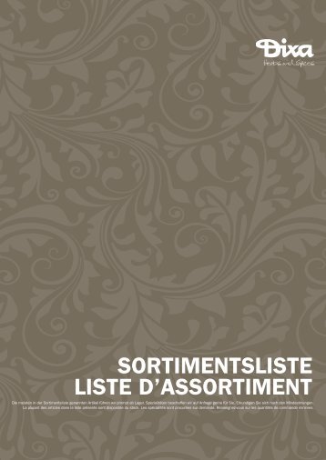 LISTE D'ASSORTIMENT SORTIMENTSLISTE