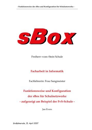 Funktionsweise und Konfiguration der sBox für Schulnetzwerke