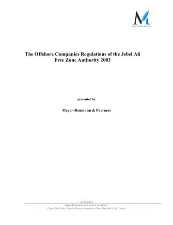 The Offshore Companies Regulations of the Jebel Ali Free Zone Authority 2003