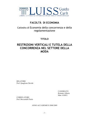 restrizioni verticali e tutela della concorrenza nel settore della moda