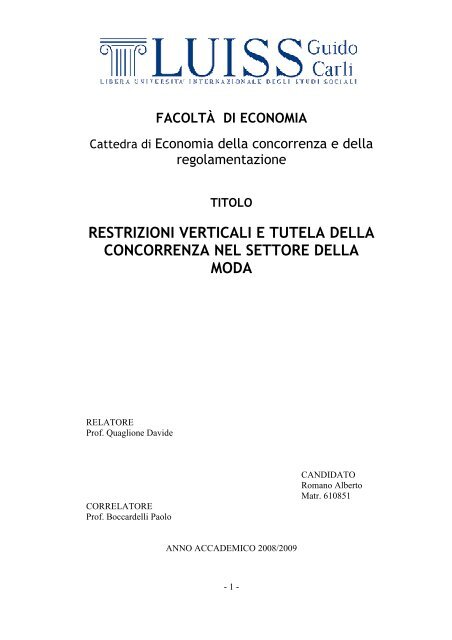 restrizioni verticali e tutela della concorrenza nel settore della moda