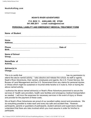 Liability Medical Release Form