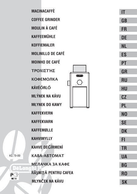 Delonghi KG 79 / KG89 - Multi lingua - De'Longhi - KG 79 / KG89 - Introduzione