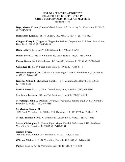 List of Approved Attorneys Qualified to be Appointed in Child ...