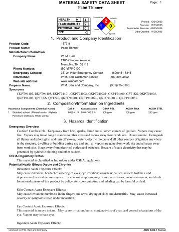 Paint Thinner MSDS - Case School of Engineering