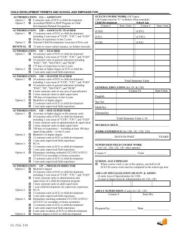 child development permits and school-age emphasis for