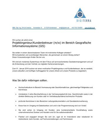 Stellenausschreibung Geoinformatiker