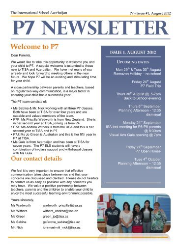 P7 NEWSLETTER