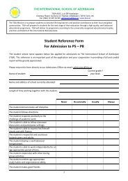 Student Reference Form For Admission to P5 – P8