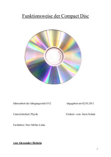 Funktionsweise der Compact Disc - Freiherr-vom-Stein-Schule