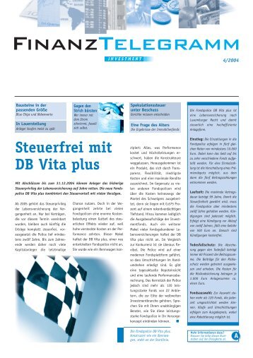 Steuerfrei mit DB Vita plus - funke & partner