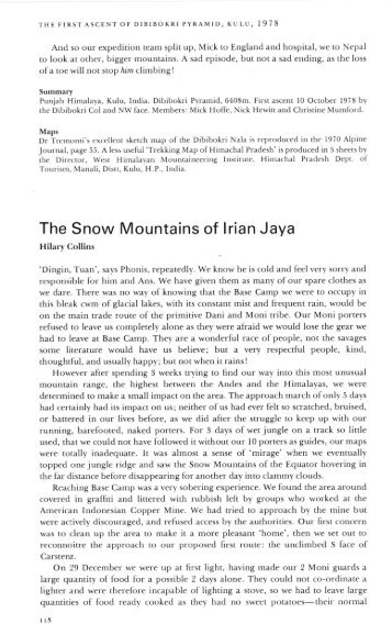 The Snow Mountains of Irian Jaya - Alpine Journal