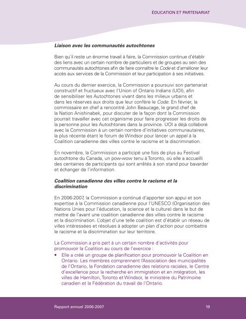 Rapport annuel 2006-2007 - Ontario Human Rights Commission