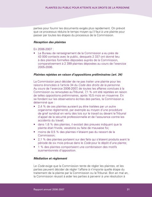 Rapport annuel 2006-2007 - Ontario Human Rights Commission