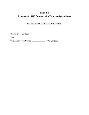 Exhibit N Example of LAHD Contract with Terms and Conditions