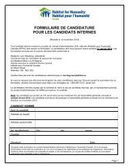 FORMULAIRE DE CANDIDATURE POUR LES CANDIDATS INTERNES