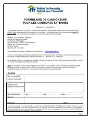 FORMULAIRE DE CANDIDATURE POUR LES CANDIDATS EXTERNES