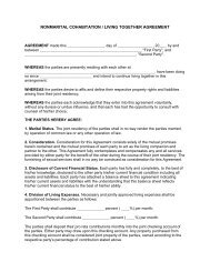 nonmarital cohabitation / living together agreement - Free Legal ...