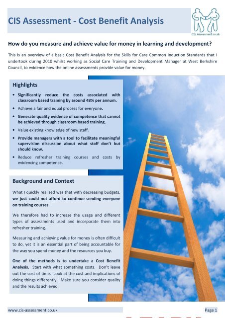 CIS Assessment - Cost Benefit Analysis