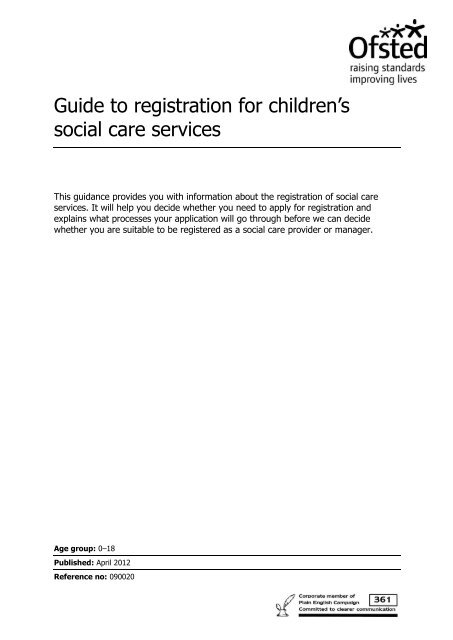 Guide to registration for children’s social care services