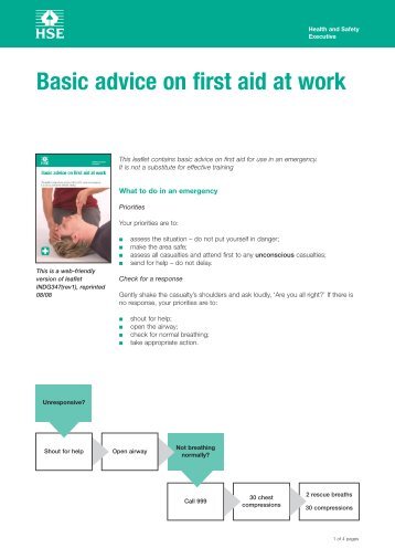 Basic advice on first aid at work