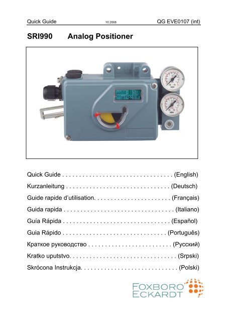 Quick Guide SRI990 _int_ page de garde 10.08 - Foxboro Eckardt