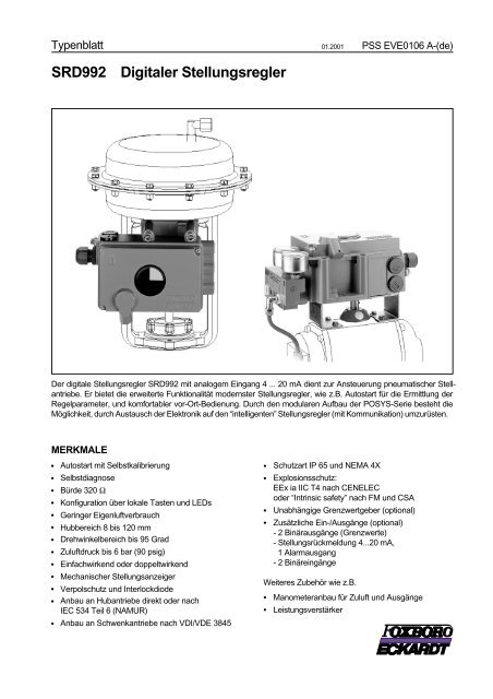 SRD992 Digitaler Stellungsregler - FOXBORO ECKARDT GmbH