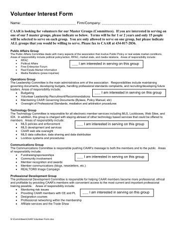 Volunteer Interest Form