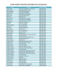 UCAR AGENT ROSTER-ALPHABETICAL 8/26/2013