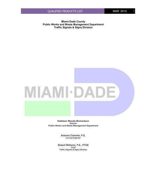 QUALIFIED PRODUCTS LIST MAR 2012 - Miami-Dade Portal