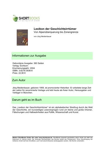 Lexikon Der Geschichts-Irrtümer