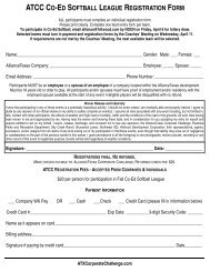 ATCC CO-ED SOFTBALL LEAGUE REGISTRATION FORM