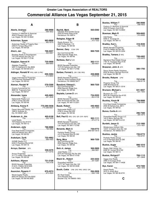 Commercial Alliance Las Vegas September 21 2015