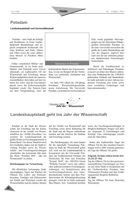 Ausgabe Nr. 12 / April 2003, Thema: Verwalter in - KonNet