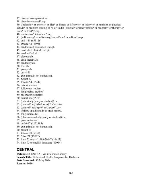 Behavioral Programs for Diabetes Mellitus