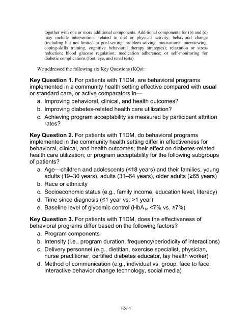 Behavioral Programs for Diabetes Mellitus