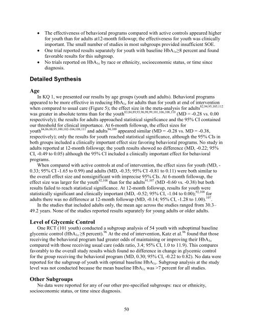 Behavioral Programs for Diabetes Mellitus