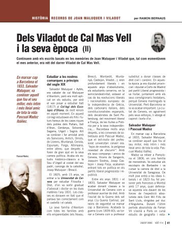 Dels Viladot de Cal Mas Vell i la seva època