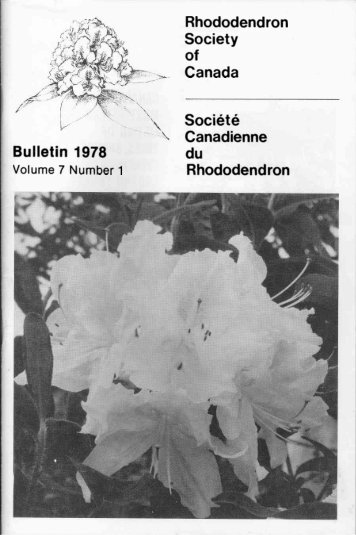 Bulletin 1978 Soci6t6 \ Canadienne du Rhododendron