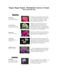 Niagara Region Chapter Rhododendron Society of Canada