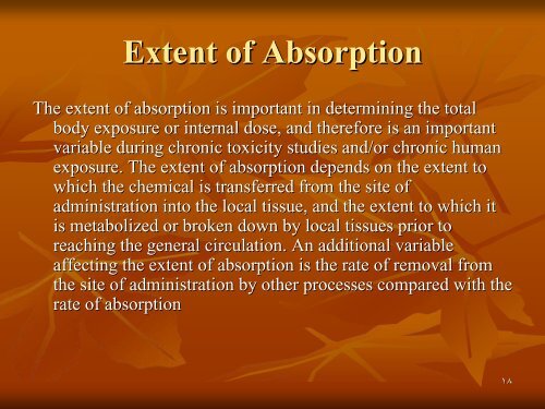 Extent of Absorption