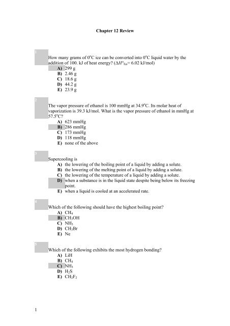 1 Chapter 12 Review How many grams of 0oC ice can be converted ...