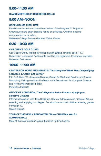 Reunion 2012 Program - Wellesley College