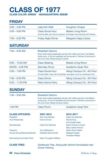 Reunion 2012 Program - Wellesley College