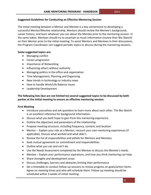 2013 Mentoring Handbook