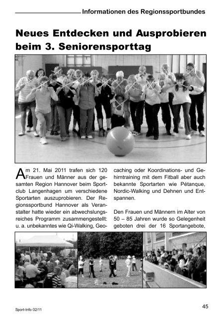 V erein s - beim Regionssportbund Hannover